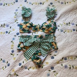 Lemon striped bathing suit